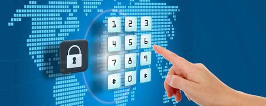 image of entering security code in global background