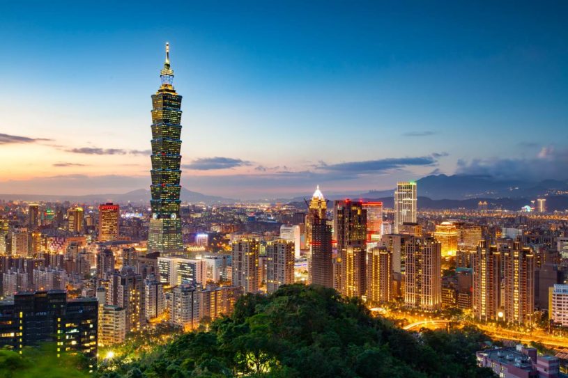 Taipei skyline at night in Taiwan