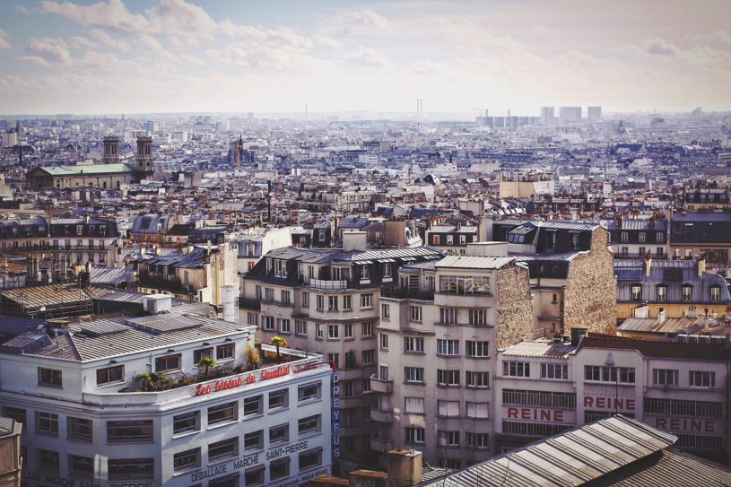 Buildings located in Paris, France, with sky in the background