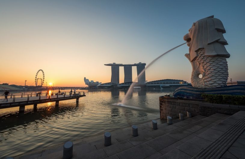 View of architecture and sunset in Singapore
