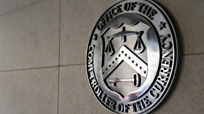Picture of the logo of the Office of the Controller of the Currency where SoFi recently applied for a banking license