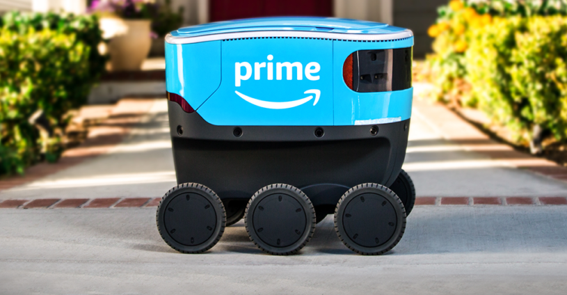 Amazon prime robot demonstrating one company stock that can be held until retirement