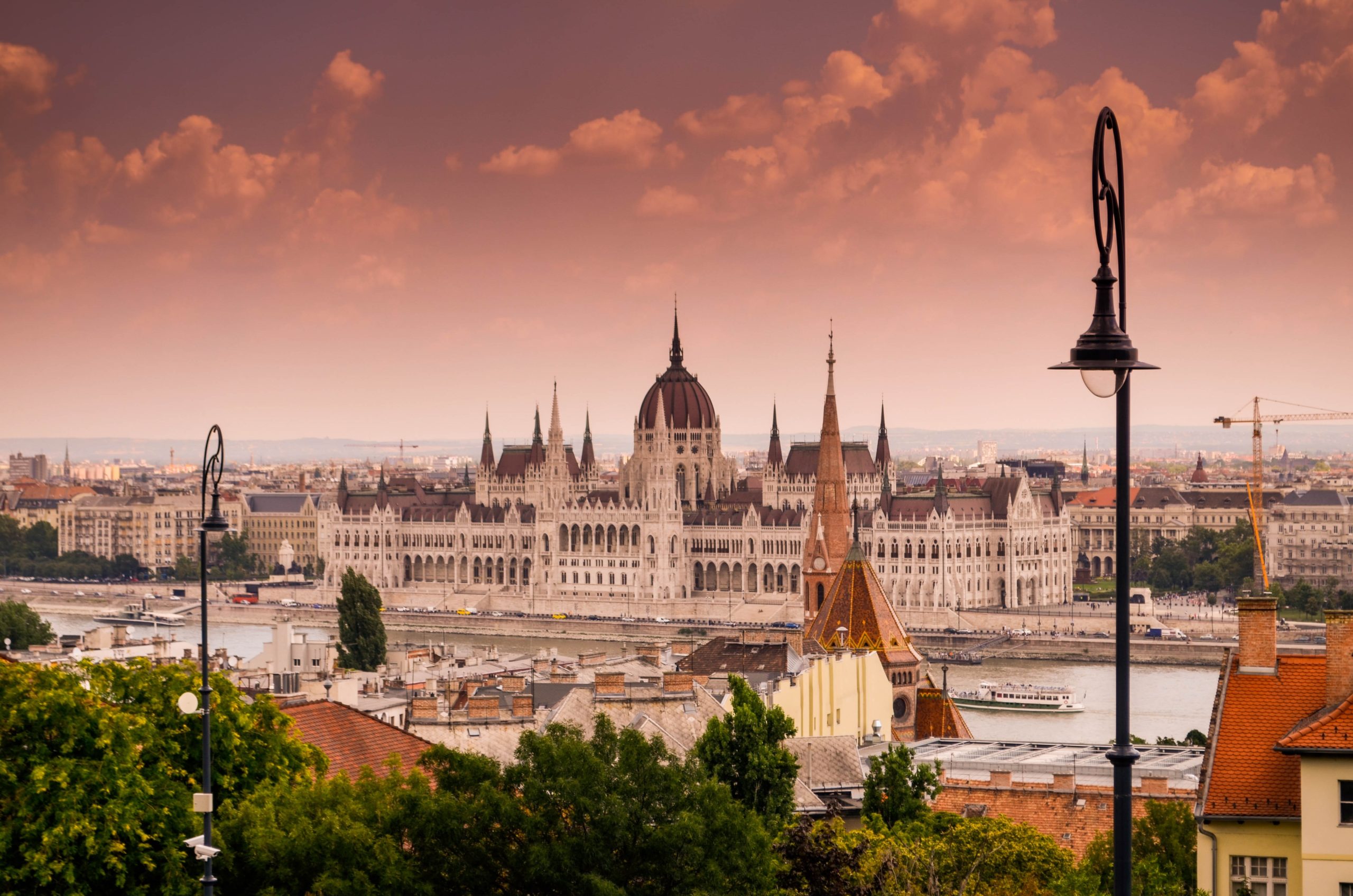 Sunset in Budapest, the ancient capitol of Hungary.