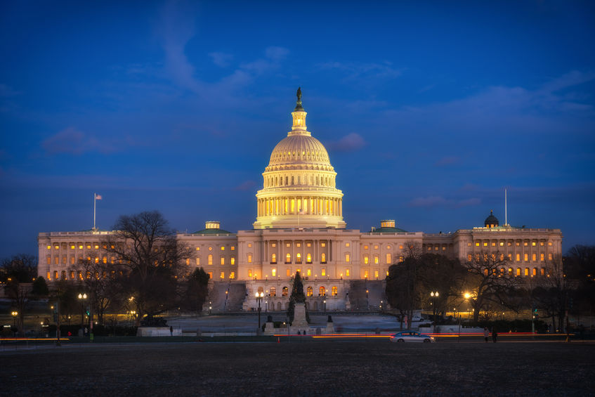 US Capitol in Washington DC at dusk