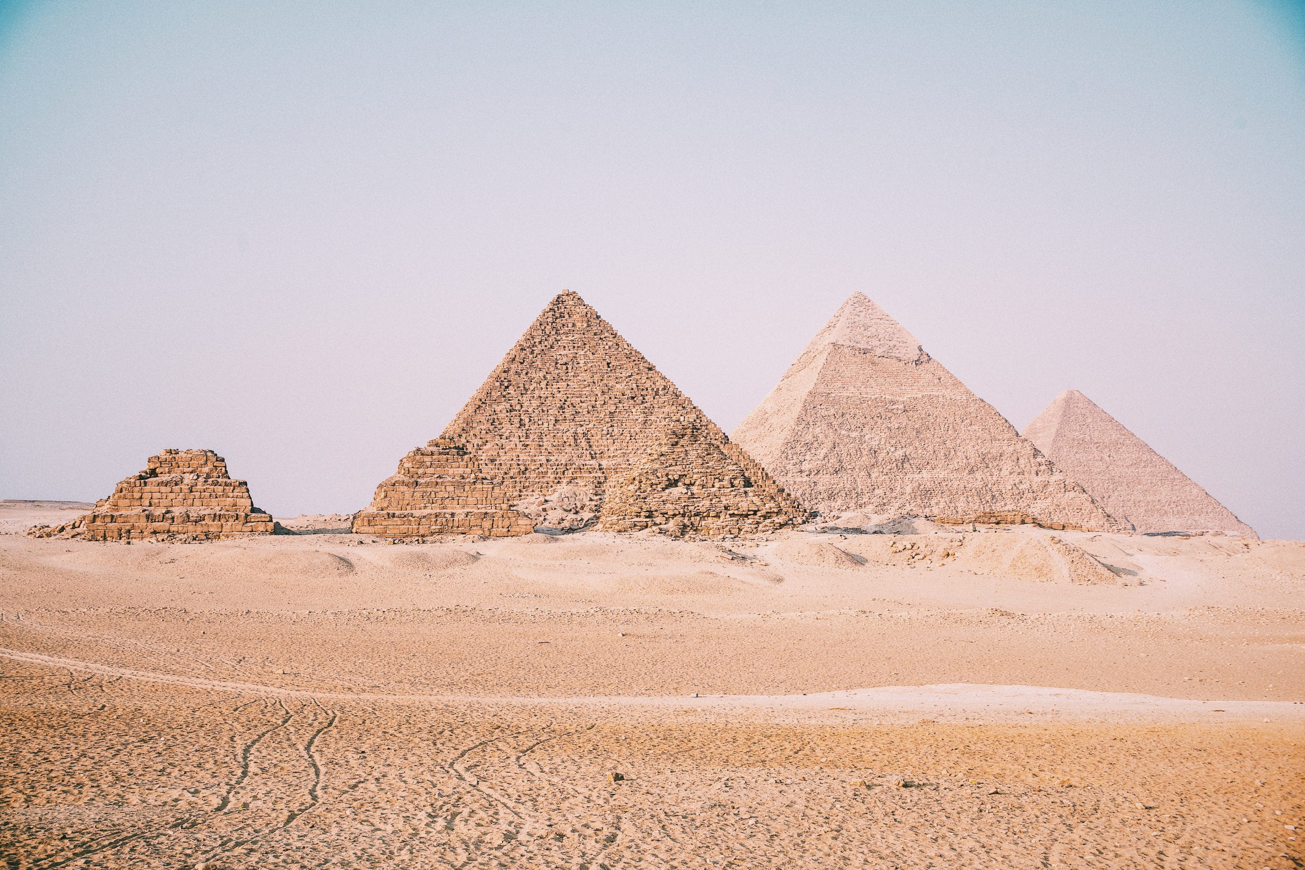 Egyptian necropolis pyramids in Giza.