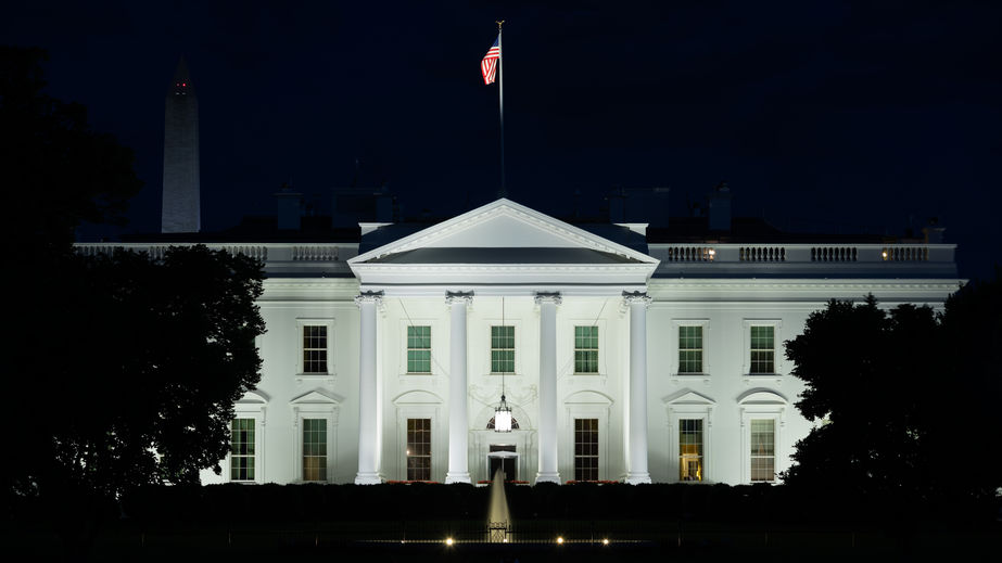 The White House on a beautiful spring night in Washington, DC. This is the home of the United States President.