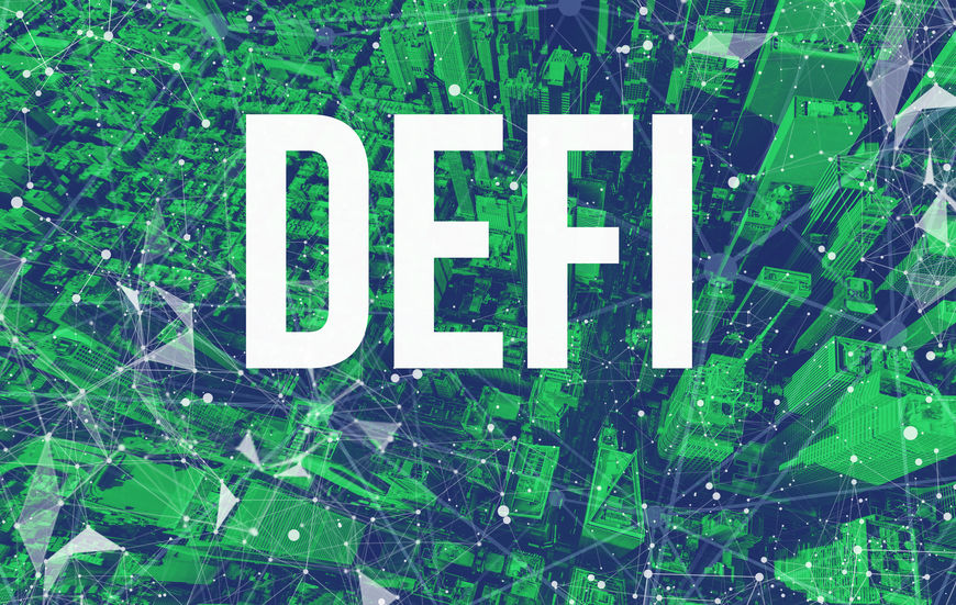 DeFi with an abstract visual depiction of New York City.