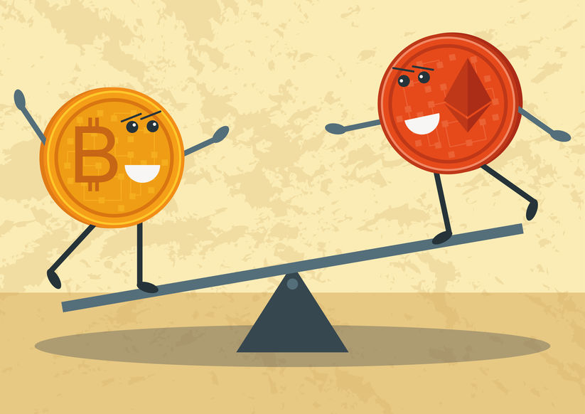 BTC and ETH compared.