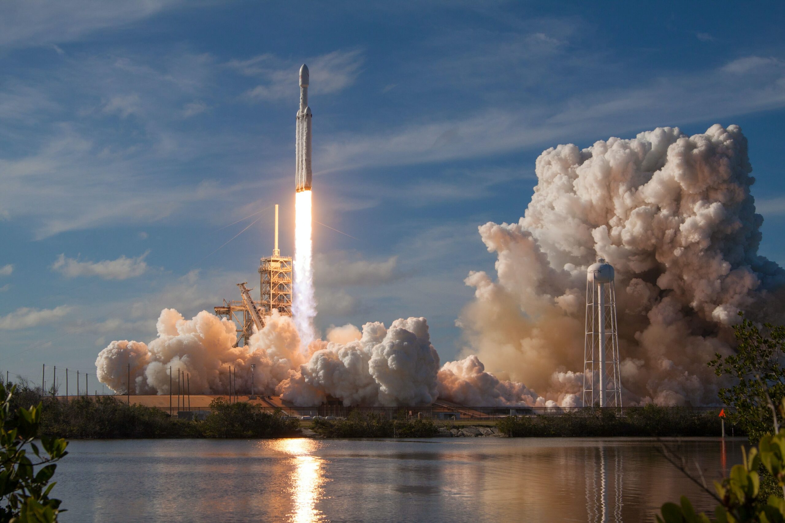 Space shuttle taking flight to the moon.