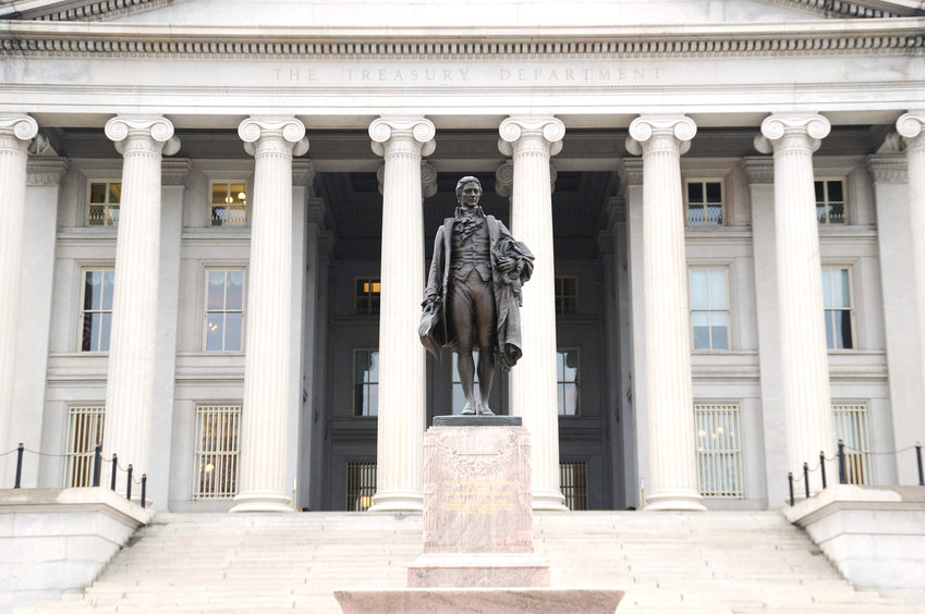The Treasury Department building in Washington DC