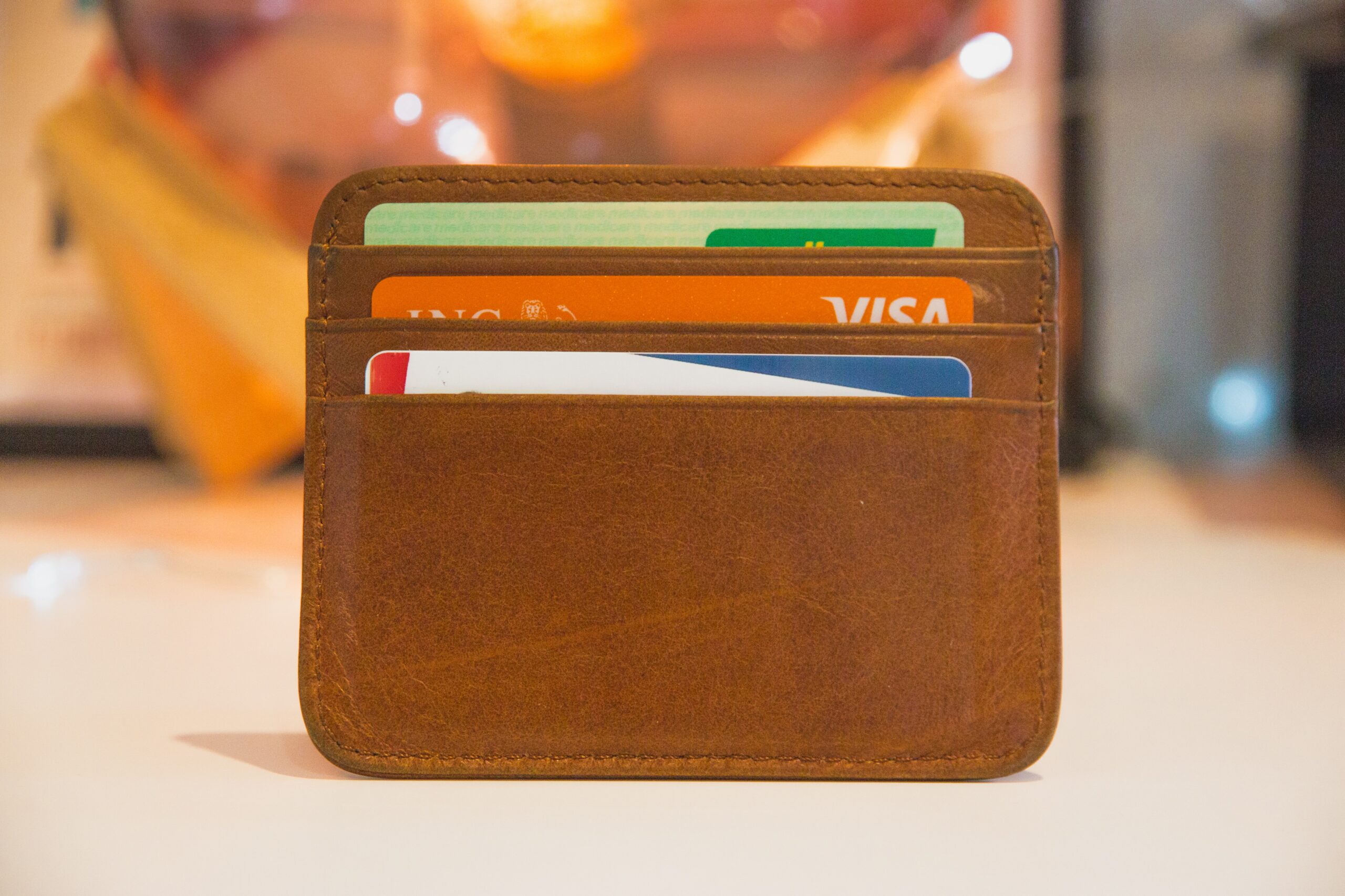 Image of a wallet containing a Visa card