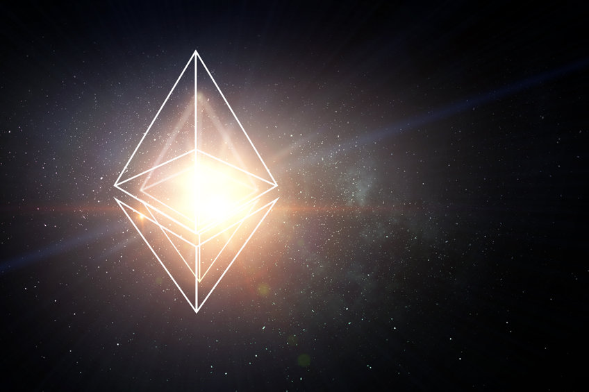 Ethereum symbol and the space galaxy