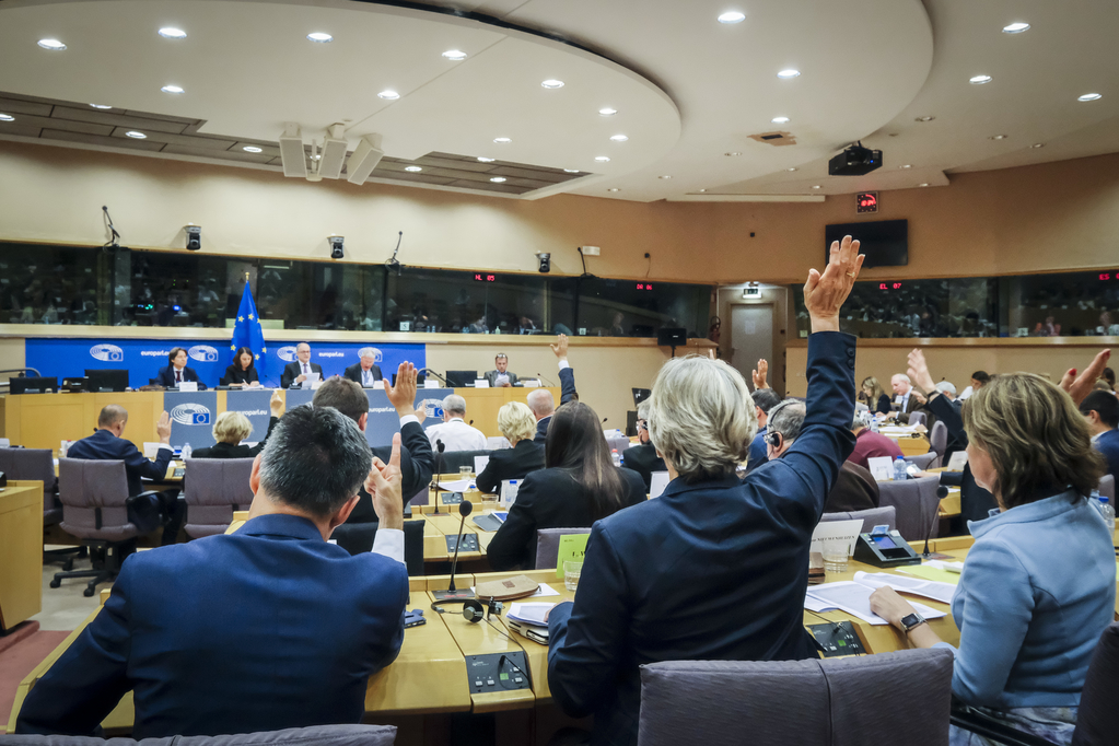 Image of inside the ECON Committee on Economic and Monetary Affairs, the location Gensler was speaking at.