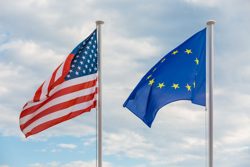 Image of US and EU flags