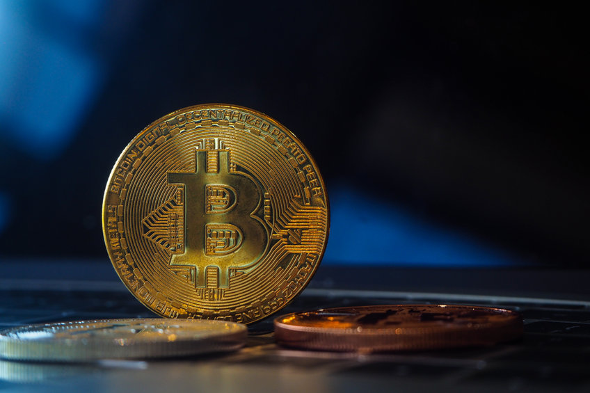 Image of Bitcoin with blue background