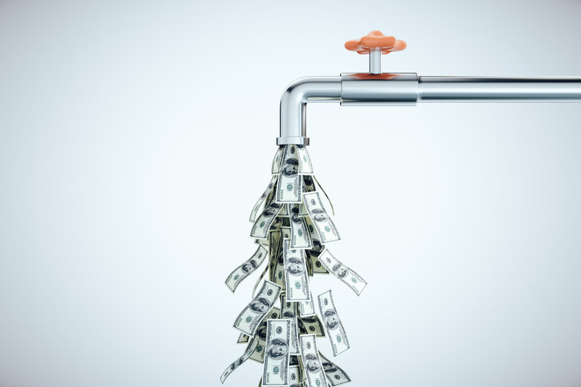 Image of faucet with dollars coming out
