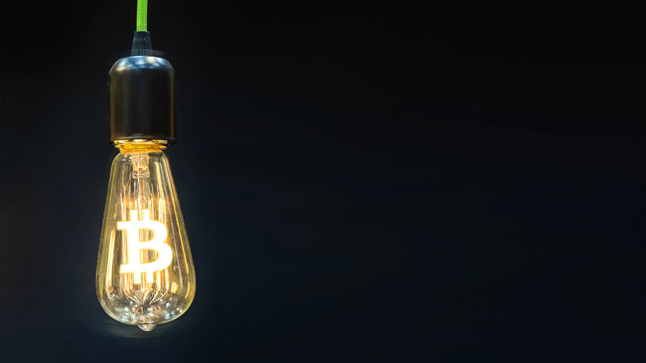 Image of of a Bitcoin inside a lightbulb
