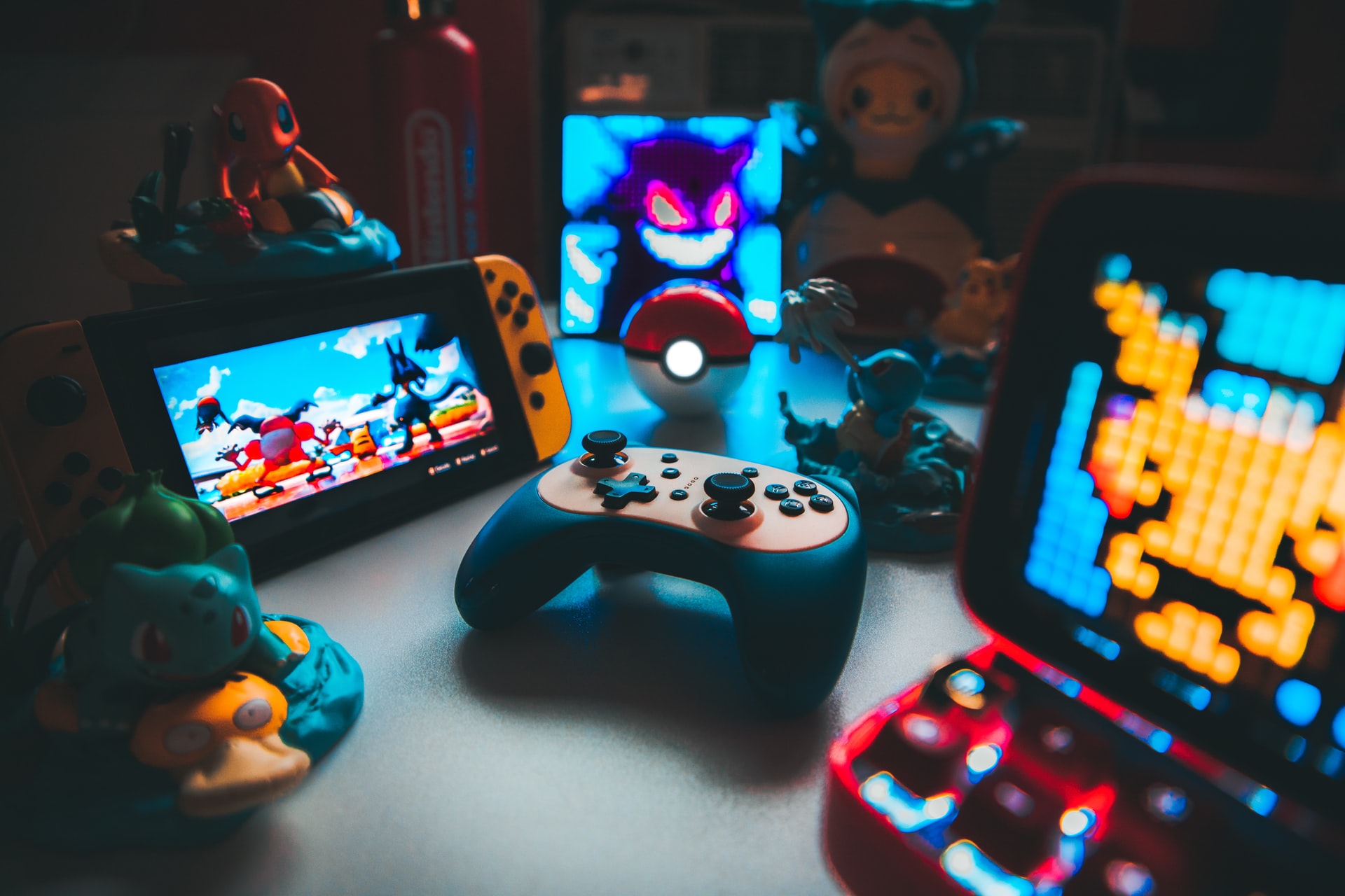 Video games on mobile, tablet, and PC.