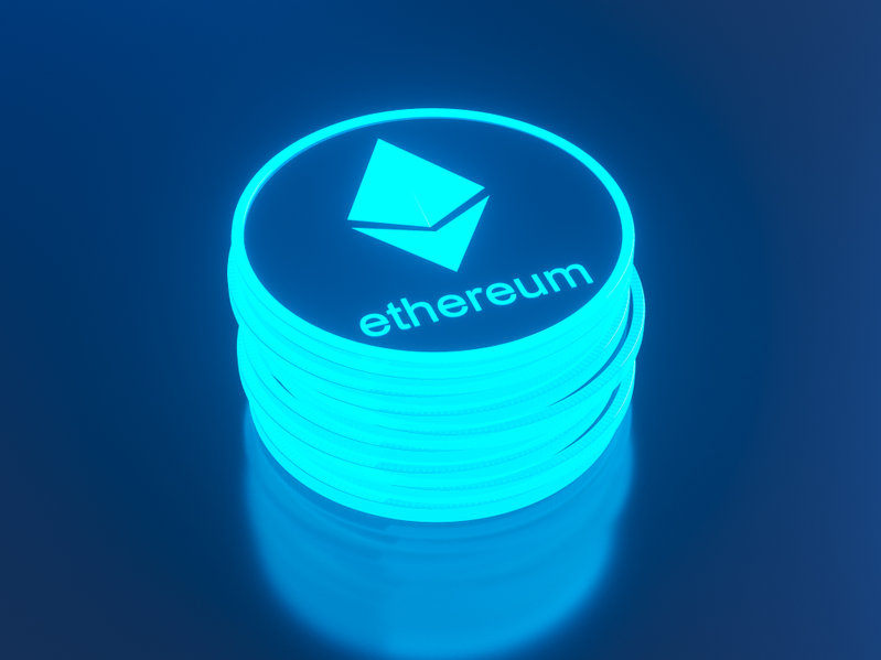 Image of glowing Ethereum coins