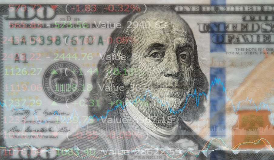 dollar currency exchange indices and forex trading stock market graph. investment and finance concept.
