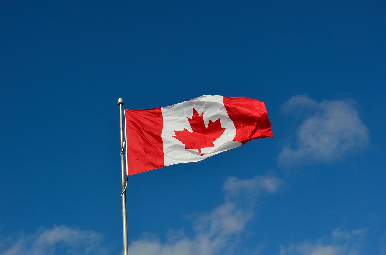 The national flag of Canada.
