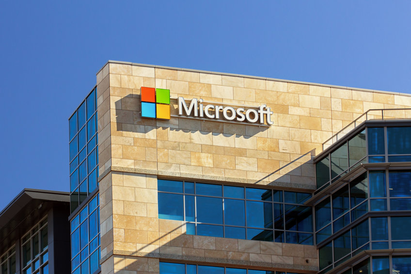 Microsoft corporate building in Santa Clara, California. Microsoft is a multinational corporation that develops, supports and sells computer software and services.
