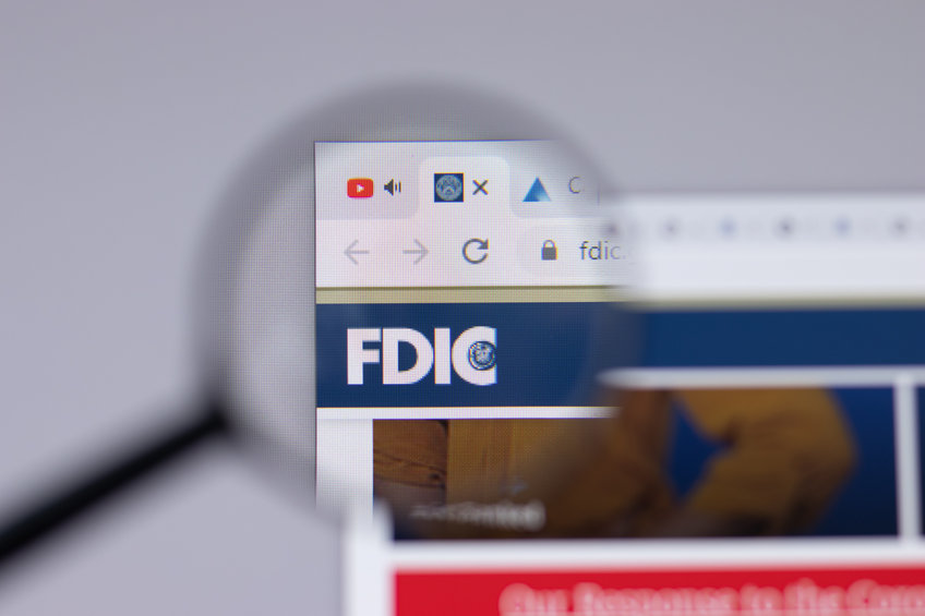 Federal Deposit Insurance Corporation FDIC logo close-up on website page