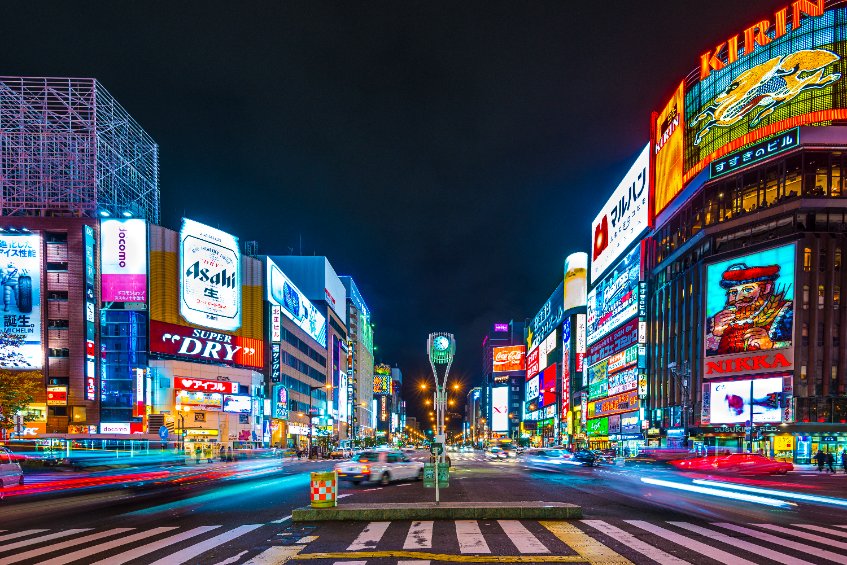 traffic passes through the susukino district.