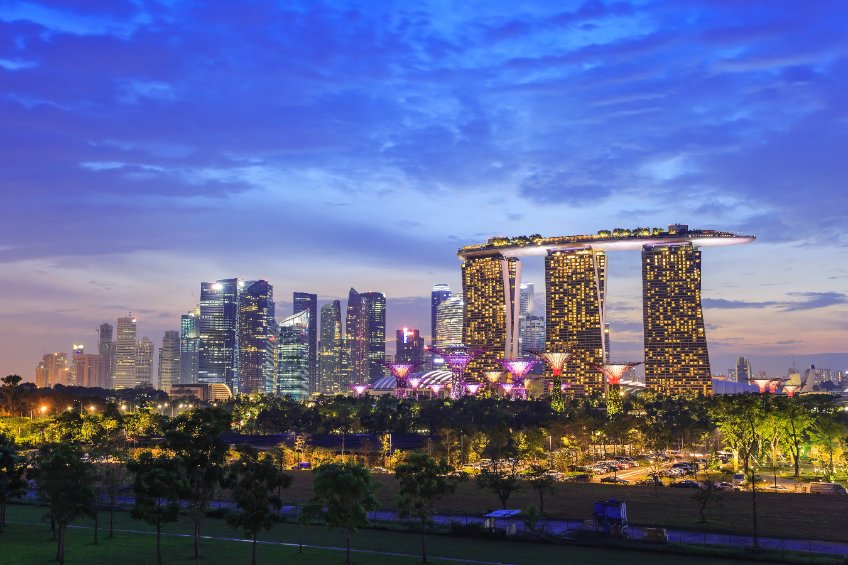 Singapore city skyline at night