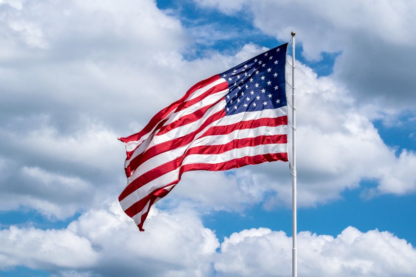 United states of america usa flag in the wind
