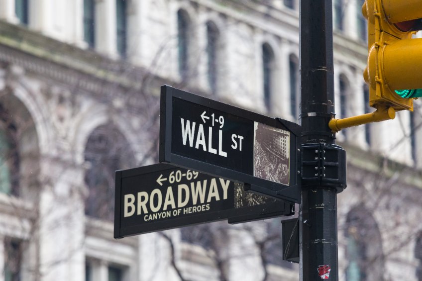 Image of Wall Street and Broadway Signs, New York