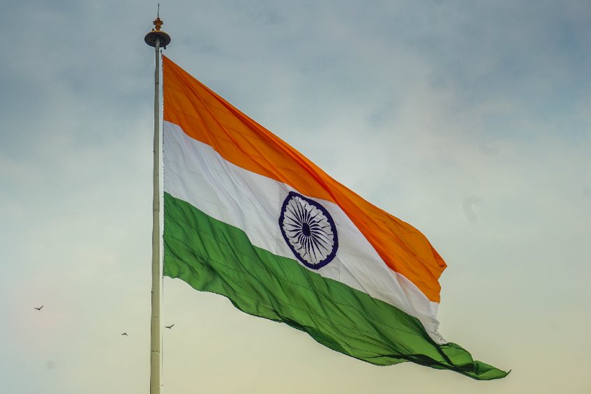 Indian flag waving in the wind