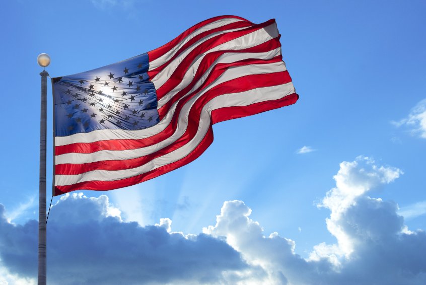 American flag waving in the wind