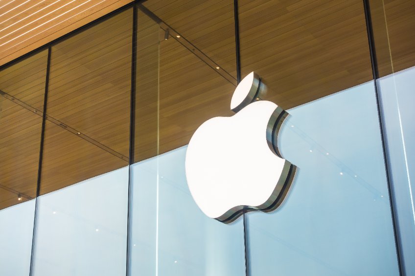 Apple logo on the window glass at Icon siam department store