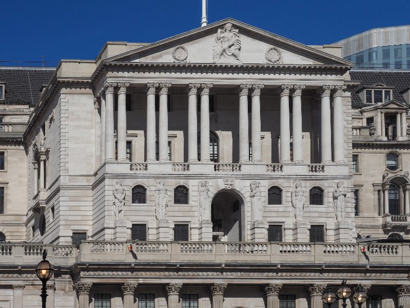 The historical building of the Bank of England in London, UK