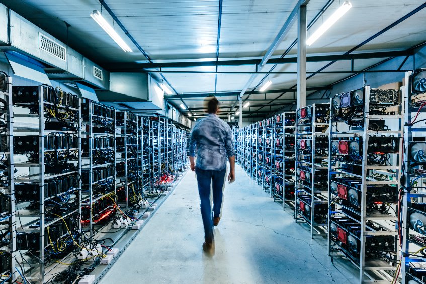 Bitcoin and crypto currency mining farm.