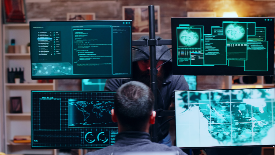 Organised team of cyber criminals talking about their security system.