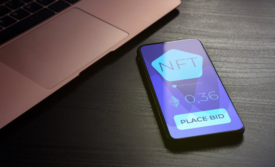 NFT marketplace based on blockchain technology concept.