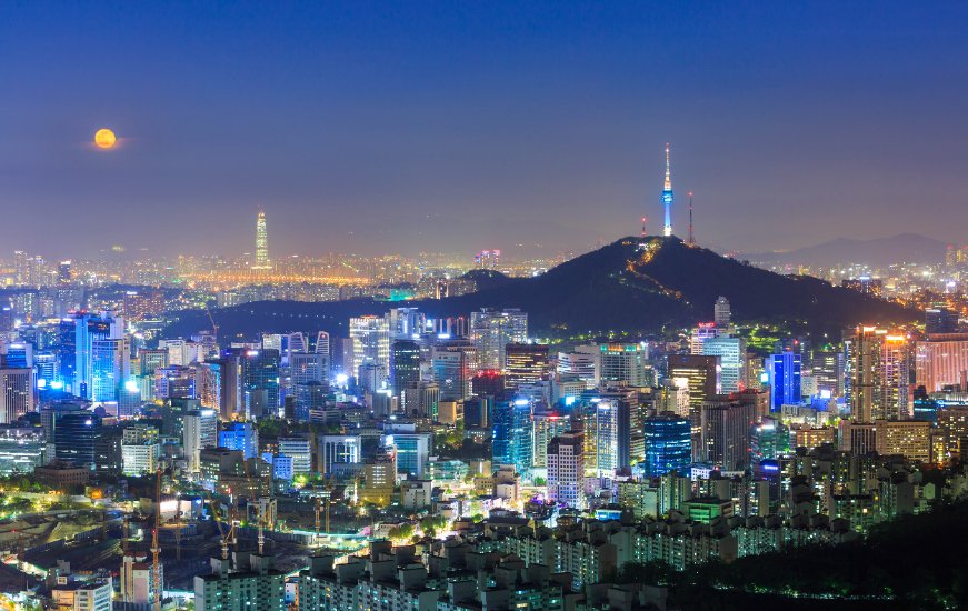 Seoul City Skyline and N Seoul Tower in Seoul South Korea
