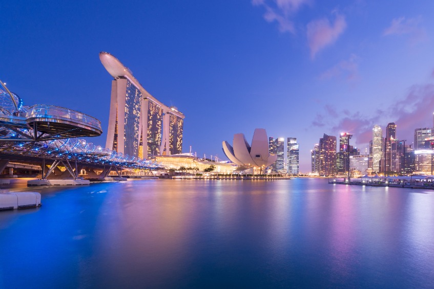 Singapore marina bay city skyline.