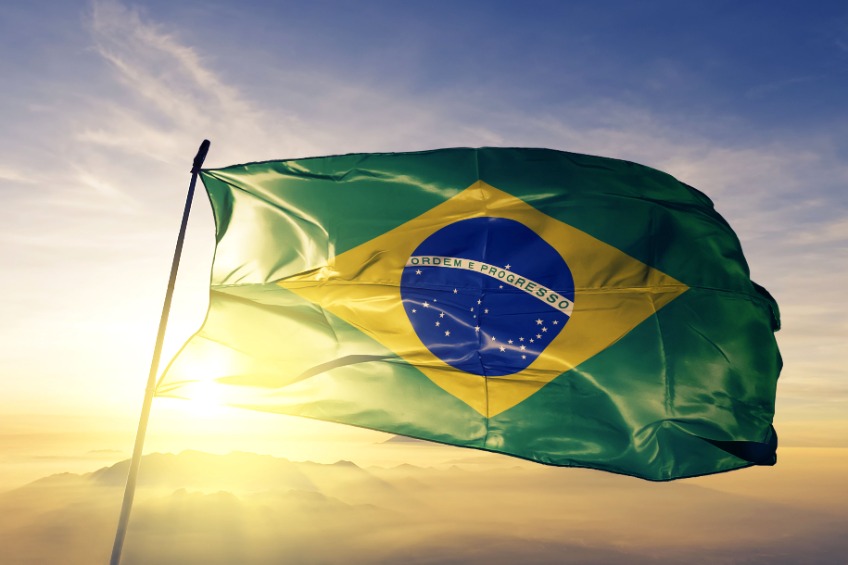 Brazilian flag textile cloth waving
