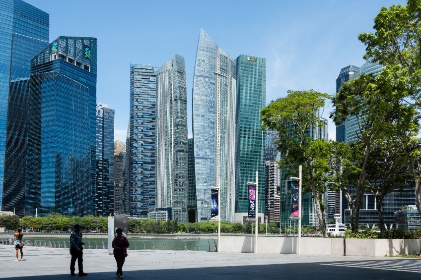marina bay CBD area skyline view
