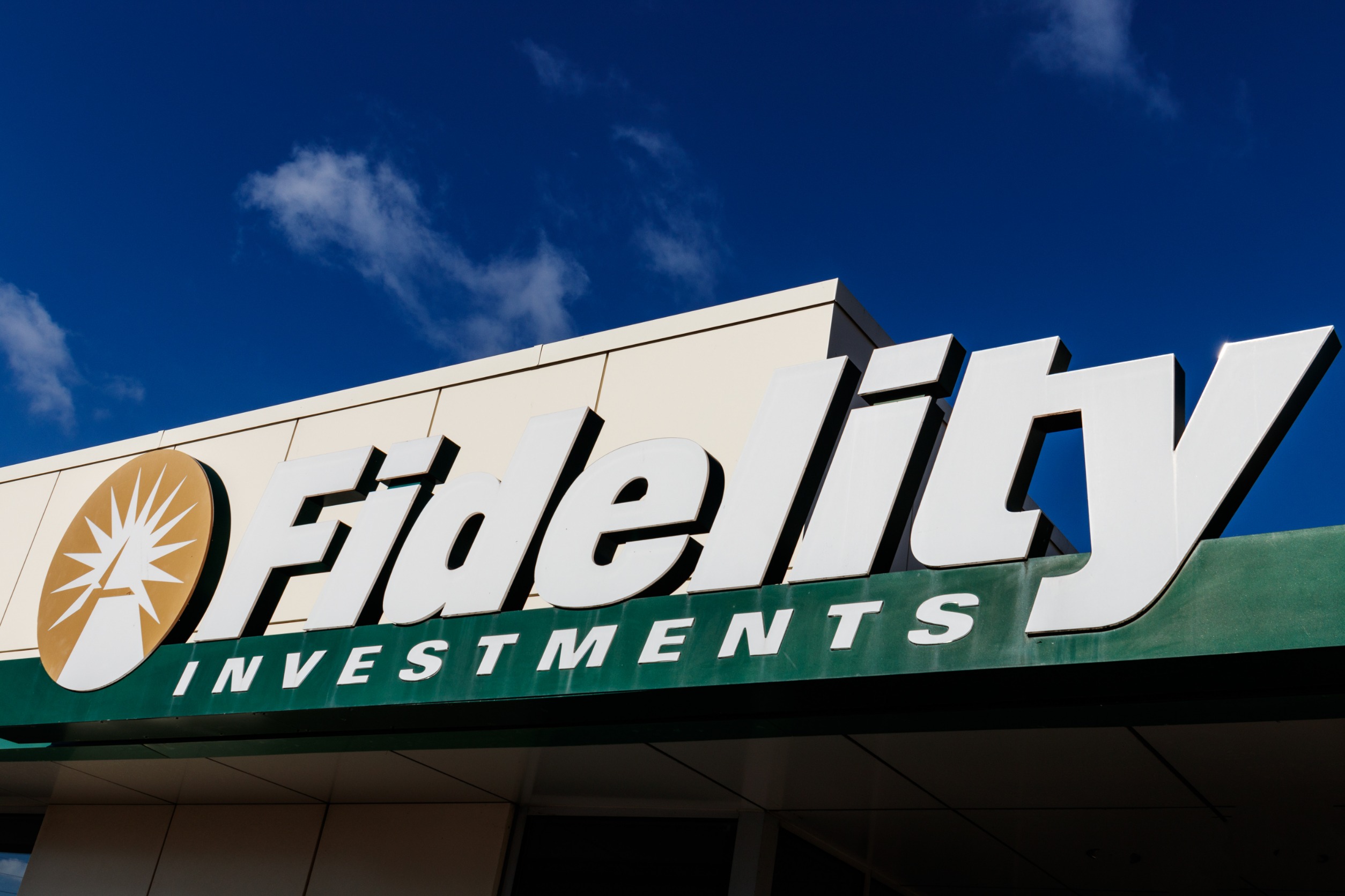 "Fidelity Investments" on a building.