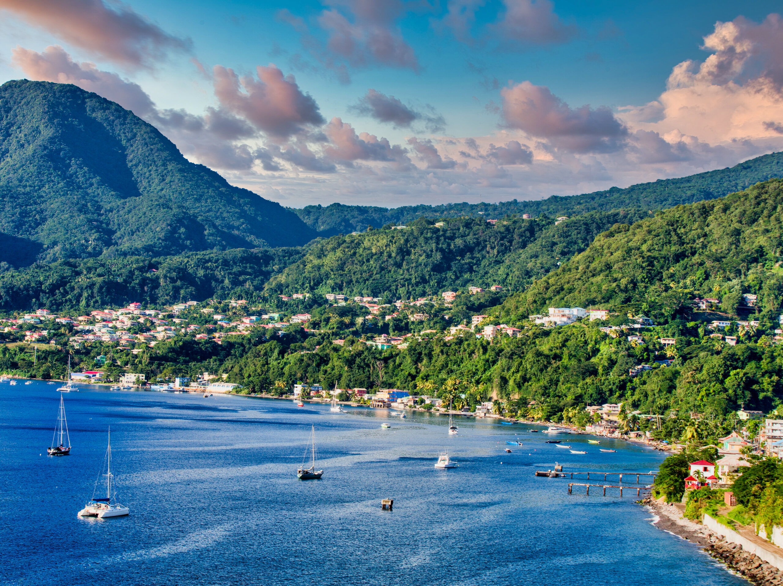 Blue Water and Green Hills of Rosseau Dominica