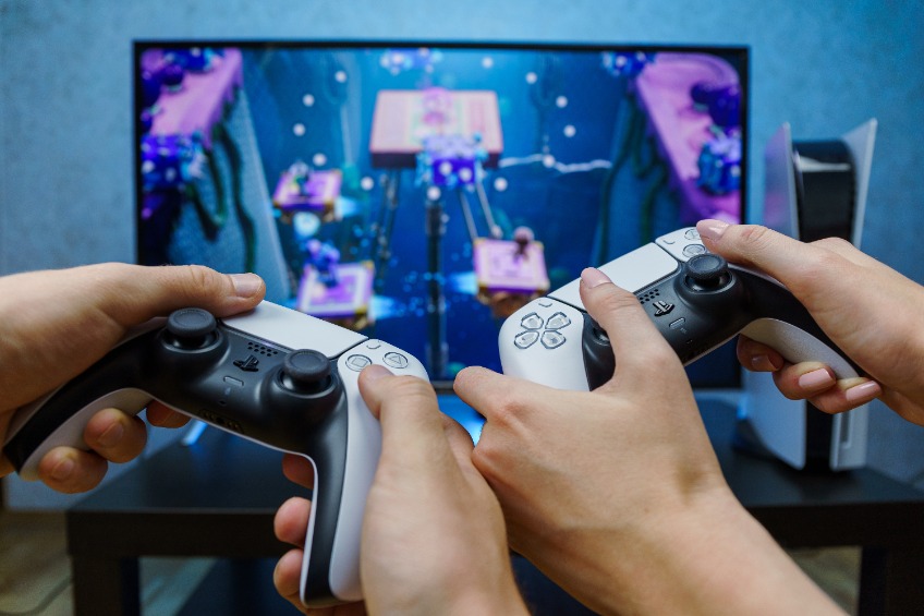 Sony PlayStation 5. New generation gaming computer.