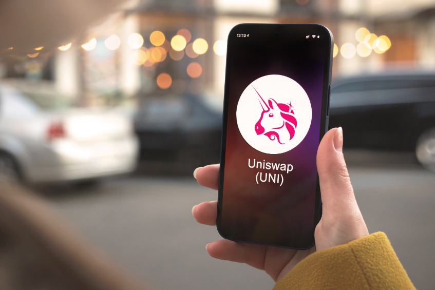Uniswap UNI cryptocurrency symbol, logo