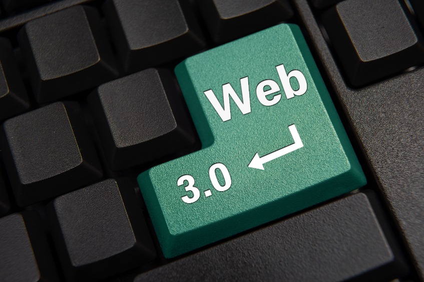 Computer keyboard with Web 3.0 buttons.