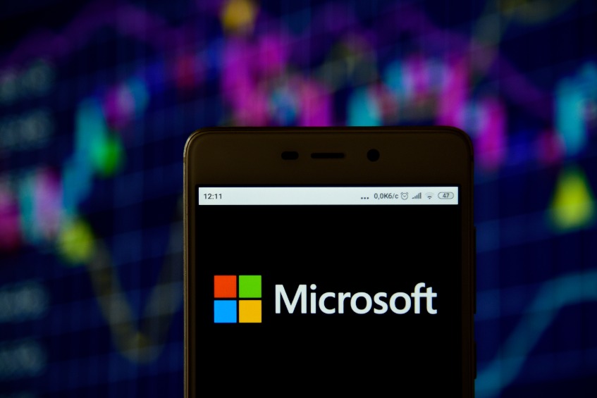Microsoft Corporation logo seen on the smartphone