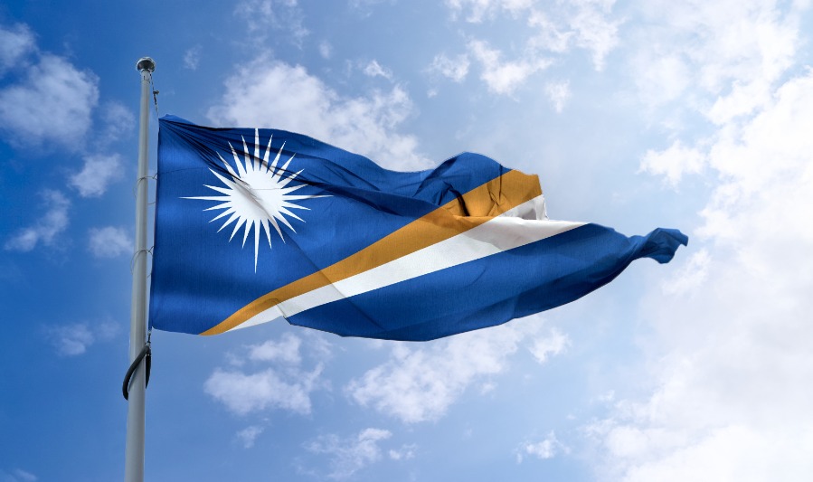 Marshall Islands flag - realistic waving fabric flag