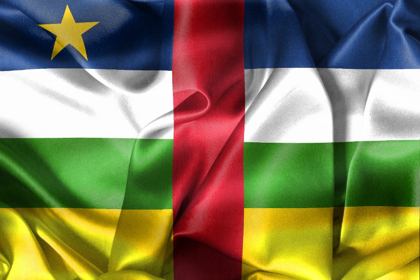 Central African Republic flag - realistic waving fabric flag